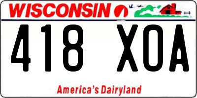 WI license plate 418XOA