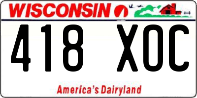 WI license plate 418XOC