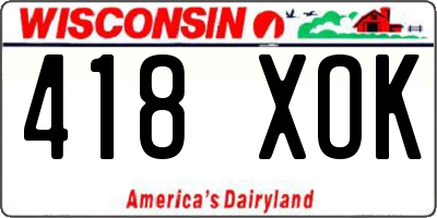 WI license plate 418XOK