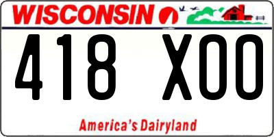 WI license plate 418XOO