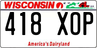 WI license plate 418XOP