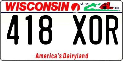 WI license plate 418XOR