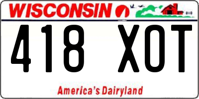 WI license plate 418XOT
