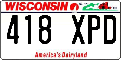 WI license plate 418XPD