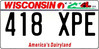 WI license plate 418XPE