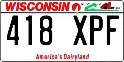 WI license plate 418XPF