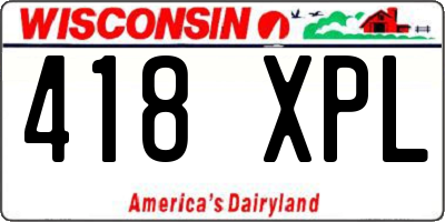 WI license plate 418XPL