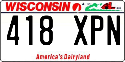 WI license plate 418XPN