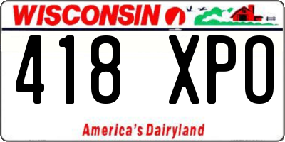 WI license plate 418XPO