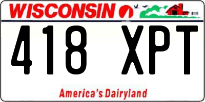 WI license plate 418XPT