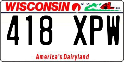 WI license plate 418XPW