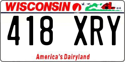 WI license plate 418XRY