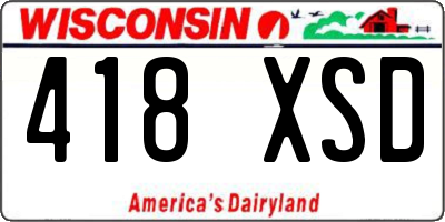 WI license plate 418XSD