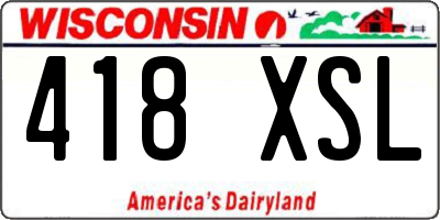 WI license plate 418XSL