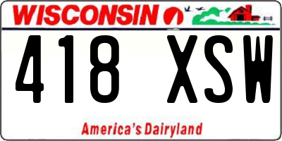 WI license plate 418XSW