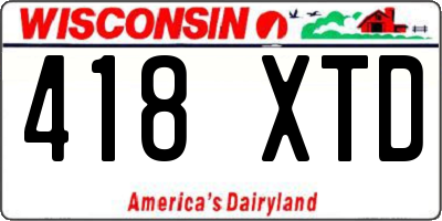 WI license plate 418XTD