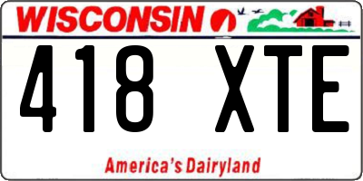 WI license plate 418XTE