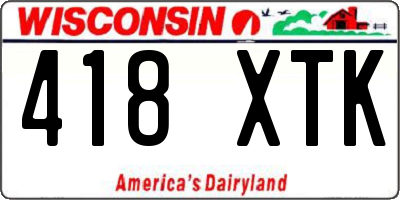 WI license plate 418XTK