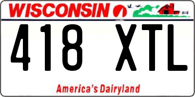WI license plate 418XTL