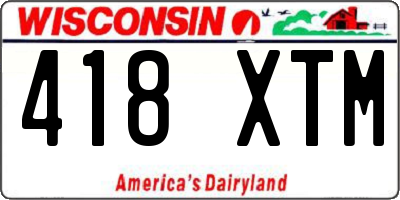 WI license plate 418XTM
