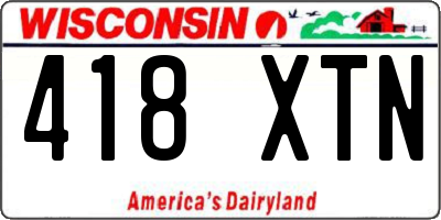 WI license plate 418XTN