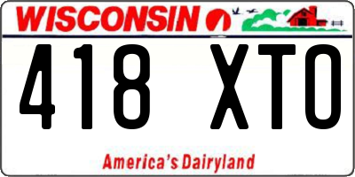 WI license plate 418XTO