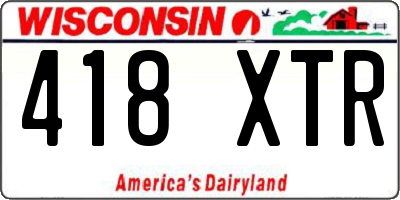 WI license plate 418XTR