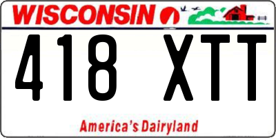 WI license plate 418XTT