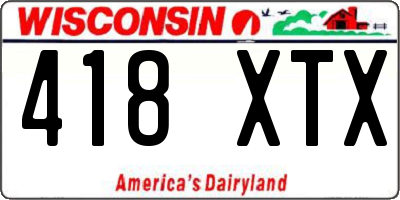 WI license plate 418XTX