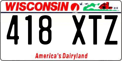 WI license plate 418XTZ