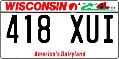 WI license plate 418XUI