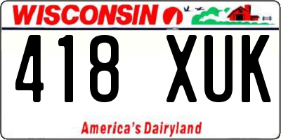 WI license plate 418XUK
