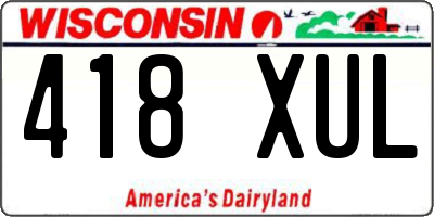 WI license plate 418XUL