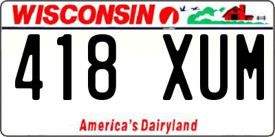 WI license plate 418XUM