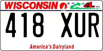 WI license plate 418XUR