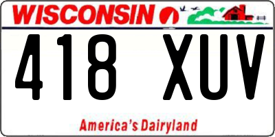 WI license plate 418XUV