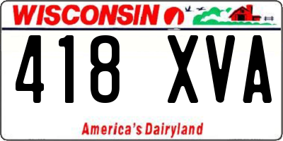 WI license plate 418XVA