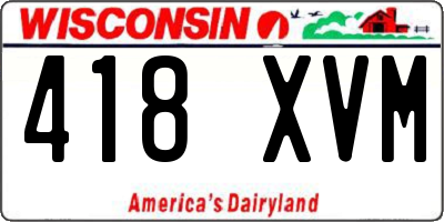 WI license plate 418XVM