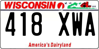 WI license plate 418XWA