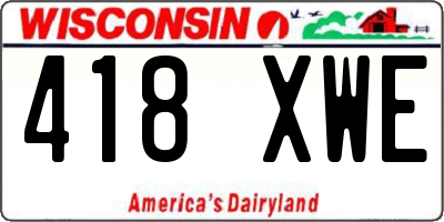 WI license plate 418XWE
