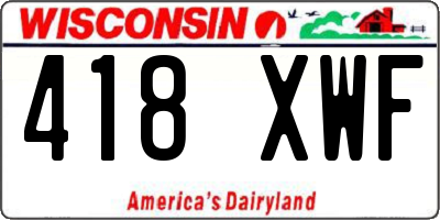 WI license plate 418XWF