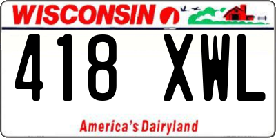 WI license plate 418XWL