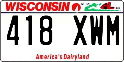 WI license plate 418XWM