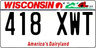 WI license plate 418XWT