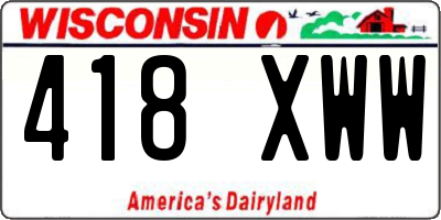 WI license plate 418XWW