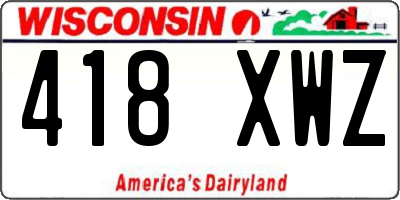 WI license plate 418XWZ