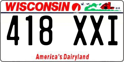 WI license plate 418XXI