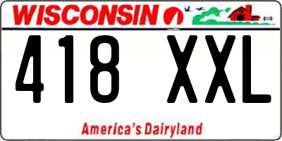 WI license plate 418XXL