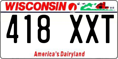 WI license plate 418XXT