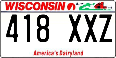 WI license plate 418XXZ